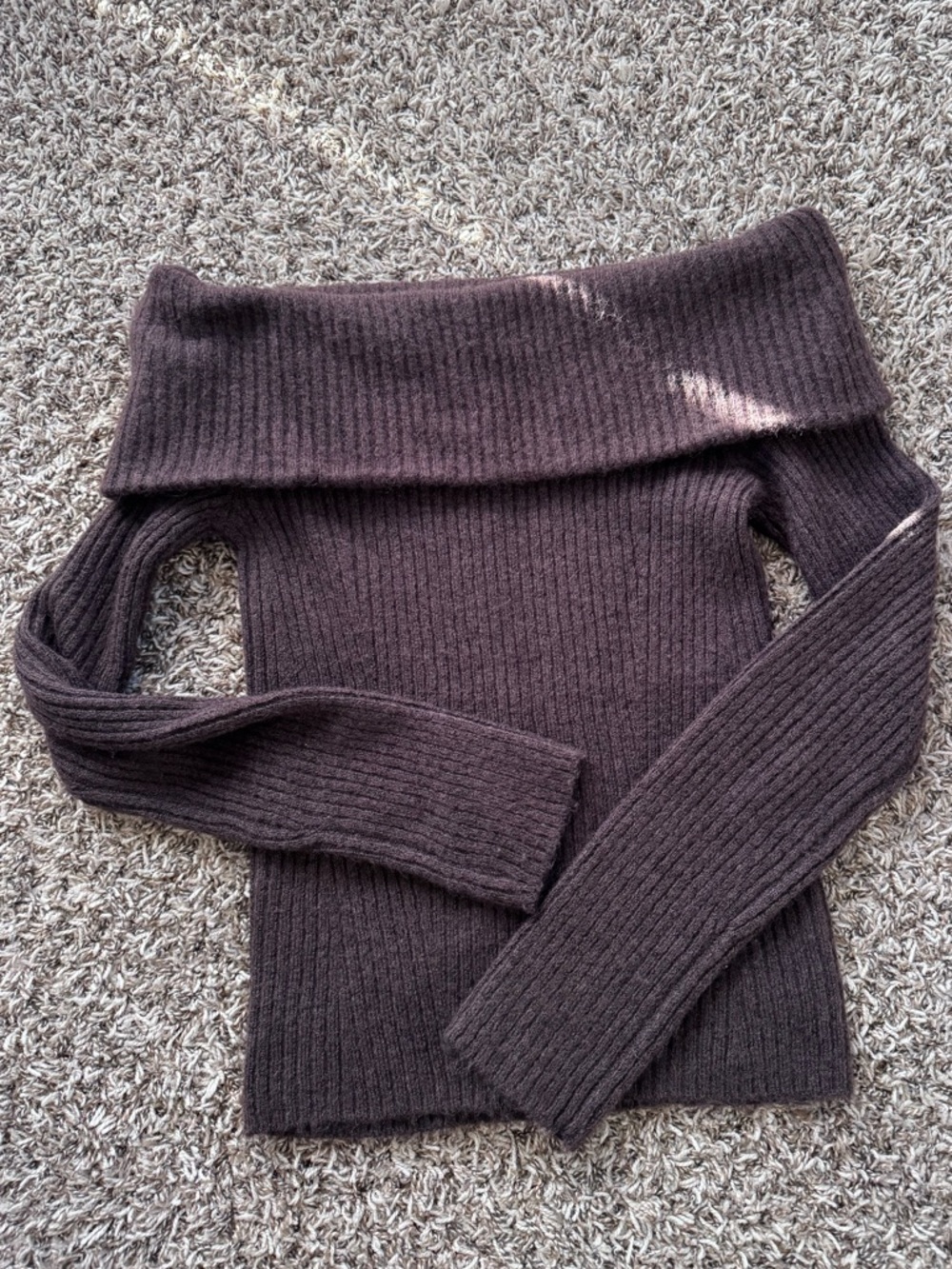 OFF SHOULDER CHOCOLATE BROWN SWEATER sz SMALL
